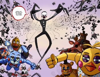  animatronic commentary english_commentary english_text five_nights_at_freddy's five_nights_at_freddy's_2 five_nights_at_freddy's_2_(2025_movie) floating highres invincible_(series) mangle meme scene_reference sophiec13 speech_bubble the_puppet_(fnaf) toy_bonnie toy_chica toy_freddy withered_bonnie withered_chica withered_foxy withered_freddy 