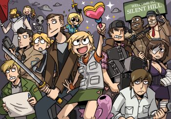  alien blonde_hair brown_hair character_request closed_eyes cybil_bennett dark-skinned_male dark_skin dog douglas_cartland eileen_galvin facial_hair golf_club gun haikuninja handgun harry_mason heather_mason henry_townshend jacket james_sunderland katana laura_(silent_hill) mira_(silent_hill) necktie numb_body pistol police pyramid_head silent_hill silent_hill:_downpour silent_hill_(series) silent_hill_2 silent_hill_3 silent_hill_4:_the_room stubble sword television travis_grady trucker_hat ufo weapon  rating:Sensitive score:31 user:HomeStruck