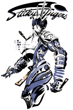  armor artist_name full_armor helmet highres jojo_no_kimyou_na_bouken kurobameiyos signature spiked_helmet stand_(jojo) sticky_fingers_(stand) twitter_username vento_aureo zipper zipper_pull_tab 