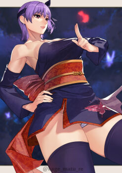  1girl absurdres ayane_(doa) breasts dead_or_alive highres kagematsuri large_breasts panties purple_hair solo underwear 