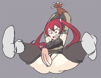  anal ass bottomless bound bound_arms davewaterfalls disembodied_penis fire_emblem fire_emblem_awakening legs_apart nintendo penis red_eyes red_hair severa_(fire_emblem) sex simple_background sitting tied_up_(nonsexual) twintails unfinished 