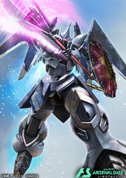  arm_shield card_(medium) commentary_request copyright_logo copyright_name copyright_notice deraken energy_weapon eyeshadow gundam gundam_arsenal_base gundam_seed gundam_seed_freedom gyan_strom logo makeup mecha mobile_suit mobile_suit_gundam no_humans official_art one-eyed pink_eyeshadow robot weapon 