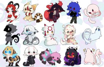  :3 abstract_background animal black_coat black_horns black_shirt black_tail blonde_hair blue_collar blue_eyes blue_fur body_fur brown_tail cat_boy chibi chibi_only coat collar colored_skin commission creature crown demon_girl earrings everyone extra_horns furry goat_boy grey_fur highres hooves horns jejejunum jewelry latex_suit multicolored_fur multicolored_hair multiple_boys multiple_others no_nose original pink_eyes pink_fur pink_tail priest purple_fur red_eyes red_hair red_skin red_streaks red_tail shirt sitting smile spiked_tail standing striped_tail tail two-tone_fur two-tone_hair two-tone_tail white_eyes white_fur white_hair white_tail yellow_eyes yellow_fur yellow_tail 