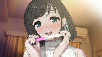  1boy 1girl 2023 3d adorable_female age_difference blue_ribbon blush braid breasts curvy female_virgin french_kiss french_kissing game_cg hair_ribbon hidden_camera hiiragi_yume kiss medium_breasts naive neighbor neighbors older_male_and_younger_female original phone_number pregnancy_test ribbon room_(game) smile vanilla video_game virgin virgin_female visual_novel 