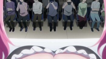  1girl amaori_renako animated animated_gif breasts cleavage crowd large_breasts pink_hair pov pov_breasts pov_hair short_hair solo_focus watashi_ga_koibito_ni_nareru_wake_naijan_murimuri!  rating:Sensitive score:15 user:Qwertyuiop999