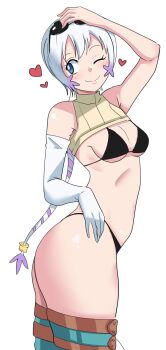  1girl ass digimon digimon_xros_wars heart jewelry one_eye_closed pabsmikan personification ring short_hair tailmon wink 