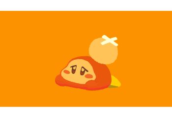  blush_stickers border colored_skin head_bump highres kirby_(series) letterboxed lying nintendo no_humans no_mouth on_stomach orange_background orange_skin orange_theme purano7 solo two-tone_background waddle_dee white_border 