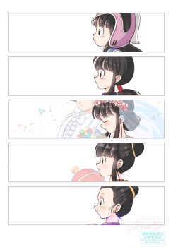  age_progression bouquet chichu comanay_com dragon_ball dragon_ball_super dragonball_z flower hair_bikini hair_bun highres holding holding_bouquet kanaetecho profile 