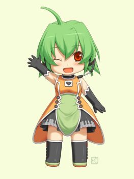  :d ahoge arm_up blush boots chibi elbow_gloves fl-chan fl_studio gloves green_hair headset microphone official_art open_mouth orange_eyes piano_print red_eyes short_hair smile transparent_background uruido wink  rating:Sensitive score:4 user:PearFinch