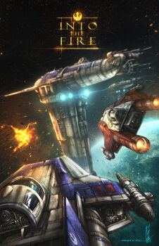  a-wing canopy_(aircraft) commentary english_commentary explosion flying highres mg-100_starfortress_sf-17 motion_blur planet rz-2_a-wing shanemolina space spacecraft star_wars star_wars:_the_last_jedi starfighter thrusters vehicle_focus 