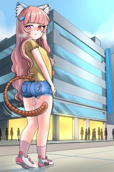 absurdres akemithekitten cat_girl embarrassed highres humiliation loli original pubic_tattoo pussy_juice sex_toy tattoo vibrator vibrator_cord vibrator_under_clothes rating:Questionable score:26 user:Akemithekittenmimi