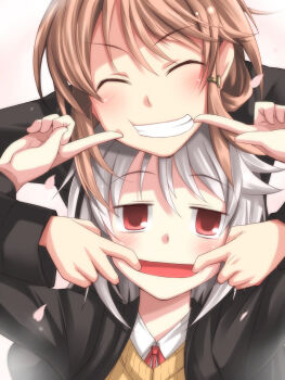  2girls highres jitome multiple_girls school_uniform smile tagme yamane_akira  rating:General score:1 user:taonajiologin