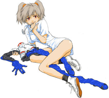 converse converse_shoes gender_request genderswap grey_hair mecha_pilot_suit nagisa_kaworu neon_genesis_evangelion plugsuit_(evangelion) red_eyes wings  rating:Questionable score:17 user:Milk_Tea