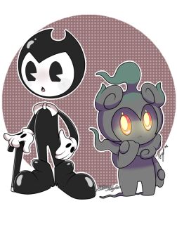  bendy bendy_and_the_ink_machine cane crossover eye_contact gen_7_pokemon legendary_pokemon looking_at_another marshadow mythical_pokemon nintendo no_humans pokemon pokemon_sm  rating:Sensitive score:4 user:Railfaneric
