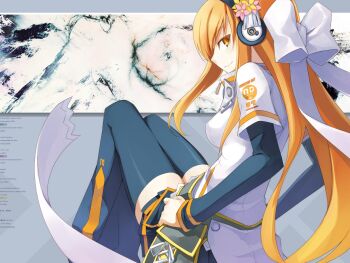  beatmania_iidx bemani bow flower headphones highres long_hair orange_eyes orange_hair thighhighs umegiri_iroha zettai_ryouiki  rating:Questionable score:4 user:Milk_Tea