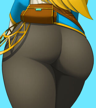 1girl absurdres ass ass_focus blonde_hair from_behind head_out_of_frame highres huge_ass leggings long_hair lower_body nintendo pants princess_zelda ryusei_(coupling_maker) solo the_legend_of_zelda the_legend_of_zelda:_breath_of_the_wild tight_clothes tight_pants very_long_hair rating:Sensitive score:122 user:armorcrystal