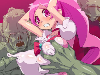  1girl cure_blossom grabbing_another&#039;s_breast groping heartcatch_precure! monster obui precure 