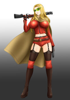  1girl breasts glasses green-tinted_eyewear gun large_breasts nikozes nozomi_(megami_tensei) shin_megami_tensei shin_megami_tensei_iv solo sunglasses tinted_eyewear weapon  rating:Questionable score:14 user:jojosstand