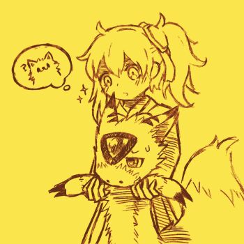  aiba_ami blue_eyes digimon digimon_(creature) digimon_story:_cyber_sleuth dorumon goggles goggles_on_head long_hair monochrome red_hair sidetail sketch  rating:General score:1 user:Chaos11