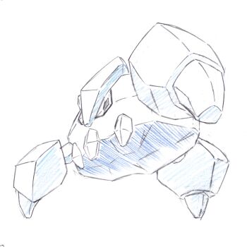  boldore commentary_request full_body gen_5_pokemon highres kuroki_shigewo lineart nintendo no_humans pokemon pokemon_(creature) pokemon_focus simple_background sketch solo traditional_media white_background 