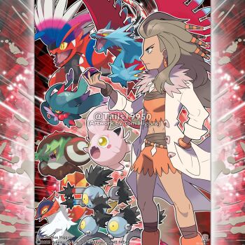  1girl :o artist_name blush blush_stickers bracelet brown_hair brute_bonnet closed_mouth colored_sclera commentary company_name copyright_notice crop_top dragon english_commentary eyelashes fangs fingernails flutter_mane forked_tongue from_side green_eyes hand_in_pocket highres holding holding_poke_ball instagram_username jacket jewelry koraidon lab_coat lips long_hair magnet master_ball merchandise_available midriff nail_polish navel nintendo nostrils official_style one-eyed open_clothes open_jacket open_mouth orange_nails orange_shirt orange_shorts outline poke_ball pokemon pokemon_(creature) pokemon_sv professor_sada red_sclera roaring_moon sandy_shocks scream_tail screw sharp_teeth shirt shorts slit_pupils slither_wing teeth tom_higgins tongue v-shaped_eyebrows v-shaped_eyes watermark white_jacket white_outline yellow_eyes 