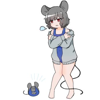 1girl animal_ears bare_legs breasts kurotaro mouse_ears mouse_girl mouse_tail nazrin red_eyes school_swimsuit small_breasts swimsuit tail thighs touhou