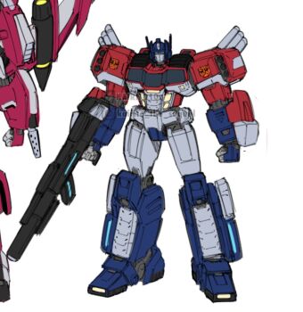 1boy autobot blue_eyes commentary english_commentary gun holding holding_weapon insignia kairito10 looking_at_viewer machine mecha mecha_focus no_humans optimus_prime robot science_fiction solo transformers weapon 