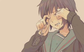  glasses nagato_yuki short_hair suzumiya_haruhi_no_yuuutsu tagme tears  rating:General score:9 user:hotsushi-kun
