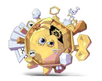  alternate_species commentary compass_(instrument) crossover donkey_kong_(series) donkey_kong_bananza english_commentary fractone_(donkey_kong) full_body galactic_nova gears kirby_(series) looking_at_viewer nintendo no_humans pocket_watch signature solo spino_(spinoone) watch weather_vane winding_key 