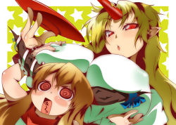 2girls blonde_hair breast_grab breast_rest breasts breasts_on_head brown_hair female grabbing horn horns hoshiguma_yuugi huge_breasts ibuki_suika long_hair multiple_girls oni ribbon sakazuki toudori touhou rating:Questionable score:12 user:danbooru 2girls blonde_hair breast_grab breast_rest breasts breasts_on_head brown_hair female grabbing horn horns hoshiguma_yuugi huge_breasts ibuki_suika long_hair multiple_girls oni ribbon sakazuki toudori touhou rating:Questionable score:12 user:danbooru