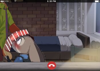  1boy 1girl animal_ears animal_penis bed calling censored dagasi erection female_focus fox_boy fox_ears furry furry_female green_eyes highres judy_hopps long_hair looking_at_penis nick_wilde penis precum purple_eyes rabbit_ears rabbit_girl sweat wet window zootopia  rating:Explicit score:38 user:Kroko768476