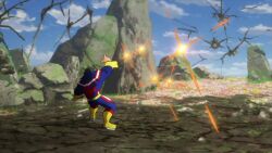  2boys animated battle blood boku_no_hero_academia boku_no_hero_academia:_you're_next cape dark_might destruction energy english_text fire freckles gloves green_eyes green_hair kicking midoriya_izuku multiple_boys punching sound subtitled tagme tornado video 