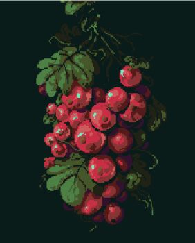  clarissa_(clarigaricus) commentary english_commentary food food_focus fruit grapes green_background hue_shifting leaf limited_palette no_humans original pixel_art simple_background still_life  rating:General score:1 user:danbooru