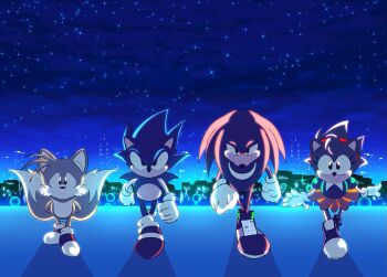  1990s_(style) 1girl 3boys 90s_anime age_difference amy_rose artist_request blonde_hair blue_fur blue_hair blue_theme building child city city_lights gloves green_shirt hairband knuckles_the_echidna long_hair multiple_boys night orange_skirt pink_fur pink_hair purple_shoes red_fur red_hair red_hairband red_shoes retro_artstyle sega serious shirt shoes size_difference skirt sky smile socks sonic_&amp;_knuckles sonic_(series) sonic_cd sonic_the_hedgehog sonic_the_hedgehog_(classic) sonic_the_hedgehog_1 sonic_the_hedgehog_2 sonic_the_hedgehog_3 spiked_hair star_(sky) starry_sky tails_(sonic) walking white_gloves white_socks yellow_fur  rating:General score:2 user:orumma