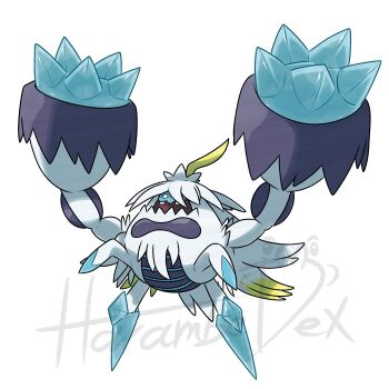  animal_focus artist_name crab crabominable full_body gen_7_pokemon harambedex highres ice mega_crabominable mega_pokemon nintendo no_humans pokemon pokemon_(creature) pokemon_focus solo sugimori_ken_(style) 