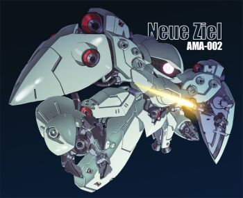  black_background chibi claws energy_sword full_body gundam gundam_0083 hashtag-only_commentary mecha mobile_armor mono-eye neue_ziel no_humans robot science_fiction sd_gundam solo susagane sword thrusters vernier_thrusters weapon 