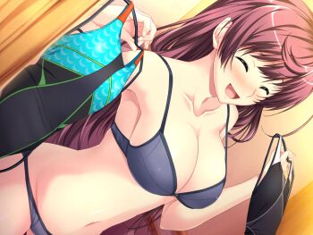  1girl animated animated_gif black_bra black_panties blush bra breast_expansion breast_slip breasts brown_hair bursting_breasts cleavage collarbone third-party_edit female_focus front-hook_bra game_cg huge_breasts large_breasts lingerie long_hair looking_at_viewer marushin_(denwa0214) nipples one_breast_out panties red_eyes shinohara_katsumi smile snapplepapple solo supokon!_sports_wear_complex swimsuit third-party_edit underwear  rating:Questionable score:200 user:Kyng