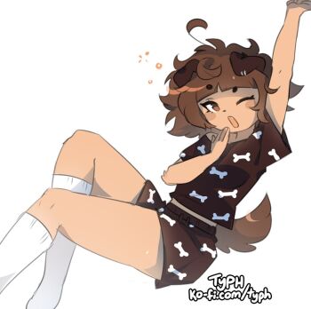  brown_eyes dog_girl dog_tail full_body looking_at_viewer mimi_(original) pajamas source_request tail typh white_background  rating:General score:1 user:Dns_the_best_bunny_mod_bot