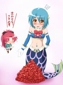  2girls blood blush egg female_pervert fish_eggs flying_sweatdrops hayashiya_zankurou highres long_hair mahou_shoujo_madoka_magica mahou_shoujo_madoka_magica_(anime) mermaid miki_sayaka monster_girl multiple_girls namiuchigiwa_no_muromi-san nonaka_ai nosebleed oktavia_von_seckendorff panties parody pervert ponytail roe sakura_kyoko short_hair spoilers trait_connection translation_request underwear undressing voice_actor_connection 