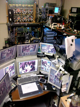  computer computer_keyboard desktop_(computing) indoors monitor otaku_room photo_(medium) real_life rich_otaku tenmu_shinryuusai wacom 
