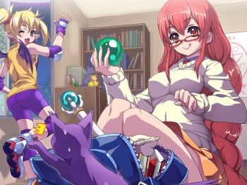 2girls akaga_hirotaka aq_interactive arcana_heart artist_request atlus character_request examu inline_skates lilica_felchenerow lowres mike_(arcana_heart) multiple_girls official_art roller_skates skates smile source_request yasuzumi_yoriko