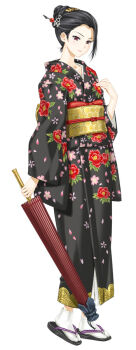  00s 1girl daimoji_saki daimonji_saki female_focus happoubi_jin hexagon honeycomb_pattern japanese_clothes kimono oil-paper_umbrella parasol sandals seigaiha simple_background solo tabi umbrella white_background zettai_shougeki zori zouri 