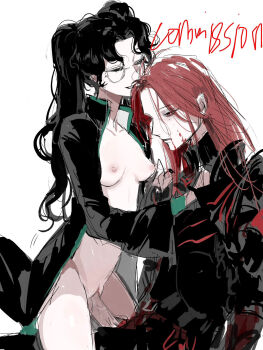  1boy 1girl amon_(lord_of_the_mysteries) armor black_armor black_cloak black_hair breasts chinese_commentary cloak closed_eyes commentary_request commission facial_mark forehead_mark full_armor genderswap genderswap_(mtf) hetero highres kikinotamai long_hair lord_of_the_mysteries medici_(lord_of_the_mysteries) monocle nipples parted_bangs parted_lips penis pussy red_eyes red_hair sex simple_background small_breasts twintails uncensored vaginal white_background  rating:Explicit score:21 user:danbooru
