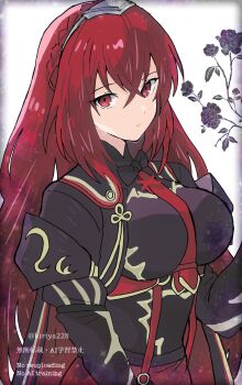 1girl alternate_costume commentary_request dark_persona female_alear_(fell_child)_(fire_emblem) female_alear_(fire_emblem) fire_emblem fire_emblem_engage hair_between_eyes highres kiriya_(552260) long_hair looking_at_viewer nintendo official_alternate_color official_alternate_eye_color official_alternate_hair_color red_eyes red_hair very_long_ears very_long_hair 