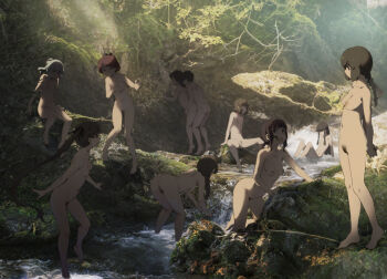 1boy 6+girls arms_behind_back ass background_sex barefoot bent_over black_hair braid breasts brown_eyes brown_hair character_request closed_mouth completely_nude covering_breasts covering_privates day female_pubic_hair forest hair_ribbon hetero kantai_collection long_hair medium_breasts multiple_girls nature navel nipples nude nudist open_mouth outdoors photo_background plant ponytail pubic_hair public_indecency pussy ribbon rock sex sex_from_behind short_hair side_braid silver_hair sitting smile soaking_feet spread_legs stream takemura_sessyu torso_grab twintails uranami_(kancolle) wading water zenra rating:Explicit score:599 user:danbooru
