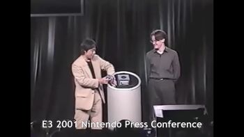  2001 animated asian bomb bowser captain_falcon cheering donkey_kong e3 exploison explosive fighting fox_mccloud gen_1_pokemon glasses highres ice_climbers japanese_(nationality) kirby link mario miyamoto_shigeru multiple_boys pikachu pokemon princess_peach princess_zelda samus_aran sheik sound suite super_smash_bros._melee tagme video yoshi 