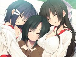 3girls black_hair blush breasts cleavage eyes_closed futon game_cg hair_ribbon ichikawa_noa japanese_clothes kimono large_breasts long_hair lying miko momoiro_renren multiple_girls purple_hair ribbon short_hair sleeping small_breasts rating:Safe score:14 user:Ynyswydryn 3girls black_hair blush breasts cleavage eyes_closed futon game_cg hair_ribbon ichikawa_noa japanese_clothes kimono large_breasts long_hair lying miko momoiro_renren multiple_girls purple_hair ribbon short_hair sleeping small_breasts rating:Safe score:14 user:Ynyswydryn