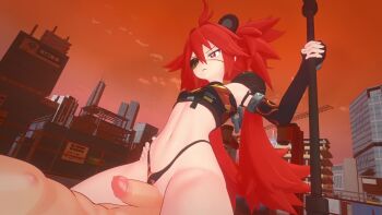  1boy 1girl 3d ahoge animal_ears animated armlet armor asymmetrical_gloves bare_shoulders bear_ears black_gloves black_panties black_shirt blush breasts building clothed_female_nude_male clothing_aside covered_mouth covering_own_mouth cowgirl_position crop_top cum ejaculation elbow_gloves erection eyepatch fake_animal_ears fingerless_gloves flat_chest girl_on_top gloved_handjob gloves grinding hair_between_eyes hair_ornament hand_on_own_hip handjob hetero holding holding_weapon jewelry koleda_belobog loli long_hair navel nude one_eye_covered orange_sky outdoors panties panties_aside parted_lips pauldrons penis pussy red_eyes red_hair shirt shoulder_armor sidelocks single_elbow_glove sky small_breasts solo_focus straddling tagme twintails uncensored underwear uneven_gloves very_long_hair video weapon zenless_zone_zero 