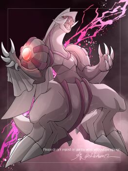  black_sclera claws colored_sclera fangs gen_4_pokemon highres legendary_pokemon nintendo no_humans open_mouth palkia pokemon pokemon_(creature) pokemon_focus red_eyes shibaban7 solo tail 