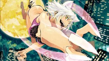  >:d 1girl :d anime_screenshot ass black_bra black_hanekawa black_panties bra building butt_crack city claws end_card eyecatch female_focus from_below full_body full_moon hanekawa_tsubasa lingerie looking_at_viewer monogatari_(series) moon night non-web_source official_art open_mouth outdoors panties shiomiya_iruka side-tie_panties skyscraper smile solo teeth underwear underwear_only v-shaped_eyebrows white_hair yellow_eyes  rating:Sensitive score:30 user:danbooru